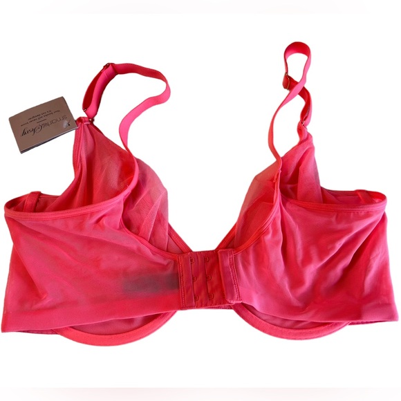 SMART & SEXY pink underwire sheer no pad hot pink bra size 40 DDD NWT - Picture 4 of 5